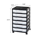 6-Drawer Scrapbook Cart with Organizer Top, Black