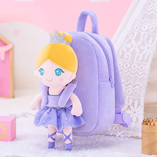 Toddler Backpack Kids Backpack with Soft Ballerina Baby Doll Purple Age 2+