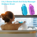 2 Pack Silicone Body Scrubber, 2 in 1 Shower and Shampoo Scalp Massager Brush