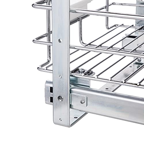 Pull Out Drawer Cabinet Organizer 2-Tier Slide Out Shelves for Optimal Kitchen Storage