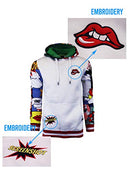 Mens Urban Hip Hop Premium Fleece Hoodie - Pullover Streetwear Pop Art Patch