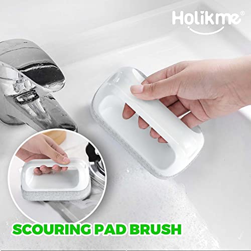 Holikme 7 Pack Dish Cleaning Brush & Scouring Pad Set, Blue, for Dish,  Sink, Tile
