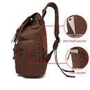 High Capacity Canvas Vintage Backpack - for School Hiking Travel 12-17" Laptop