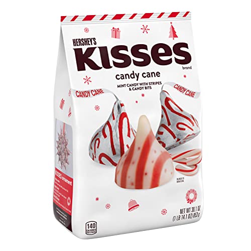 HERSHEY'S KISSES Candy Cane Mint With Stripes and Candy Bits Candy, Christmas