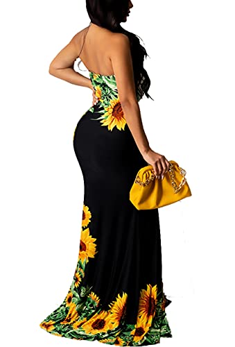 Women's Sexy Off Shoulder Maxi Dress Summer Backless Floral Long Dresses