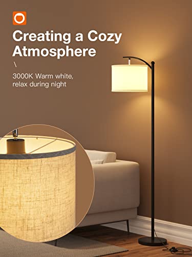 Floor Lamp with 3CCT LED Bulb, Lamp for Living Room with Beige Linen Lamp Shade