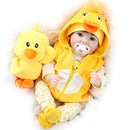 22 Inch Real Looking Newborn Girl Doll with Yellow Clothes and Duck Toy
