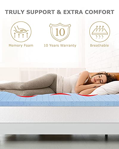 3.6 Inch Mattress Topper, Dual-Layer with Fiber Pillow Top & Gel Memory Foam