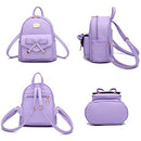 Girls Bowknot Cute Leather Backpack Mini Backpack Purse for Womens Gold Pink