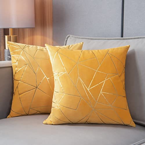 Pack of 2 Cushion Cases Throw Pillow Covers Modern Shining Gilding Geometric Pattern