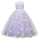Girls Pageant Princess Flower Dress Kids Prom Puffy Tulle Ball Gowns Size 6-7 Years Purple