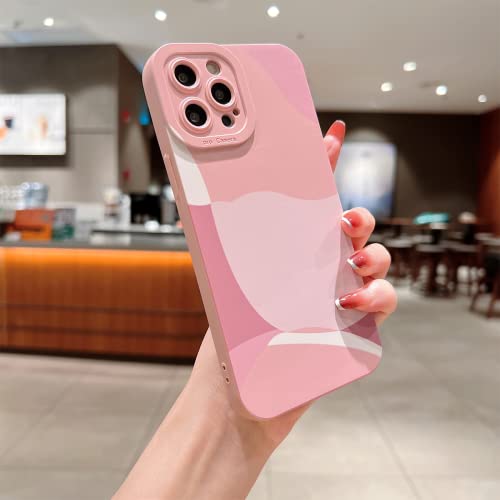 YKCZL Compatible with iPhone 13 Pro Max Case 6.7 Inch, Cute Painted Art Full Camera Lens Protective Slim Soft Shockproof Phone Case for Women Girl-Pink