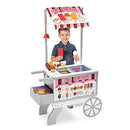Wooden Snacks and Sweets Food Cart - 40+ Play Food pcs, Reversible Awning