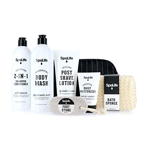 Spa Life All Natural Bath and Body Luxury Spa Gift Set Basket (Men's Grooming Set)