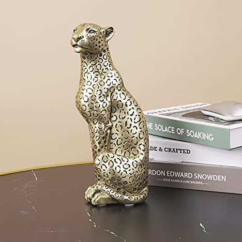 Cheetah Statue Home Decor Leopard Sculpture Resin Sitting Cheetah Figurine