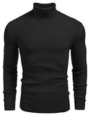 COOFANDY Mens Ribbed Slim Fit Knitted Pullover Turtleneck Sweater (Small, Black)