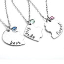 Top Plaza Silver Tone Alloy Rhinestone Best Friends Forever and Ever BFF Necklace Engraved Puzzle Friendship Pendant Necklaces Set(Set of 3)