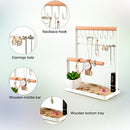 Jewelry Stand Holder, 4-Tier Necklace Hanging Wooden Ring Organizer Earring Tray