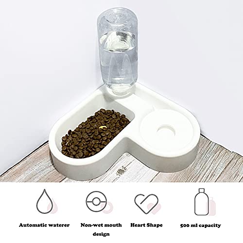 Double Dog Cat Bowls - Pets Water and Food Bowl Set with Automatic Water Bottle, Raised Pet Feeder Bowl for Cats and Small Dogs