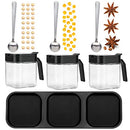 Condiment Jar Spice Container with Lids and Spoons, Set of 3 for Kitchen