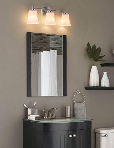 Lighting Vanity Light, Modern Bathroom Wall Light with Glass, Brushed Nickel 3 Light
