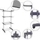 Bigzzia Clothes Drying Rack Folding Clothes Rail 3 Tier Clothes Horses Rack Stainless Steel Laundry Garment Dryer Stand with Two Side Wings Grey