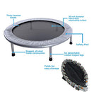 36 Inch Folding Mini Trampoline - Small, Spring-Free Fitness Rebounder for Adults
