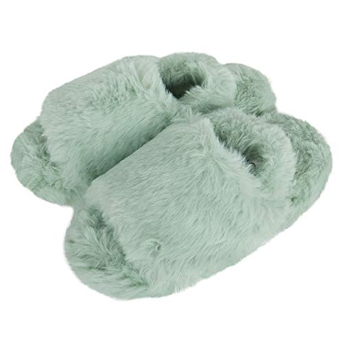 Girls Plush Faux Fur Slip on House Slippers With Memory Foam