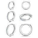 Small Hoop Earrings Cubic Zirconia Huggie Hoop Earrings,3 Pairs 14K White Gold Plated