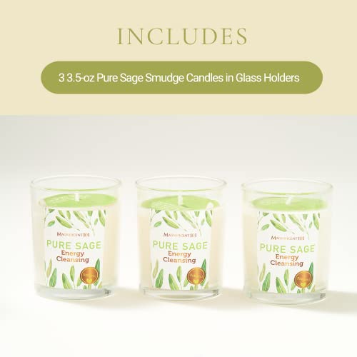 Pure Sage Smudge Candles - Set of 3 for House Energy Cleansing, Aromatherapy