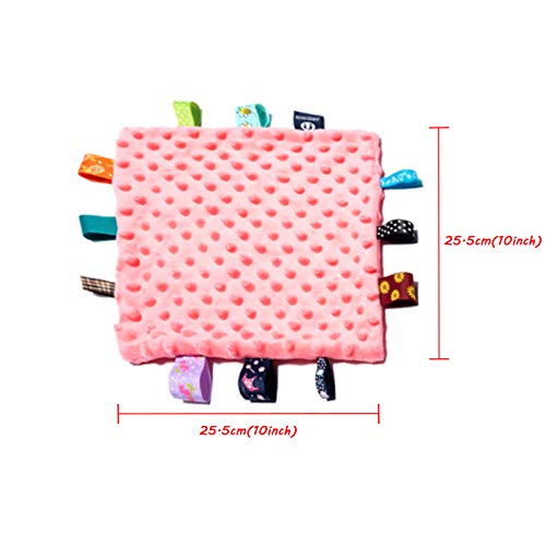 Baby Tags Security Blanket, Appease Blanket with Colorful Satin Tags