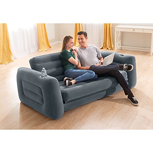 Intex Pull-Out Sofa Inflatable Bed, 80" X 91" X 26", Queen