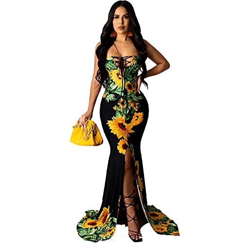 Women's Sexy Off Shoulder Maxi Dress Summer Backless Floral Long Dresses