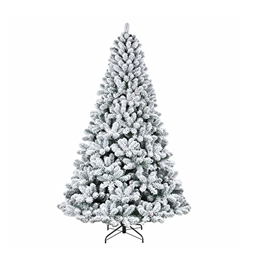 6ft Snow Flocked Artificial Christmas Tree with Pine Cones, 764 Tips, Metal Stand