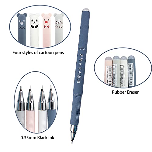 12 PCS Erasable Pens Rollerball Pens, Cute Pens with Cartoon Design