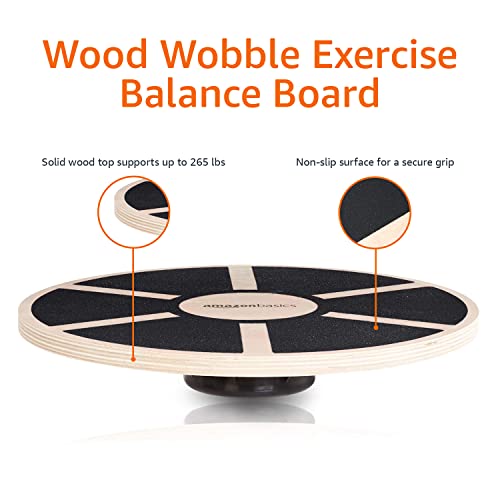 Amazon Basics Wood Wobble Balance Board - 16.2 x 16.2 x 3.6 Inches, Black