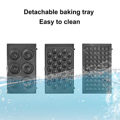 3 Interchangeable Baking Plates for Making Doughnut or Waffle Maker