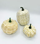 Gold Cream Pumpkins- fabric wrapped decorative fillers- set of 3 fabric wrapped fall decor