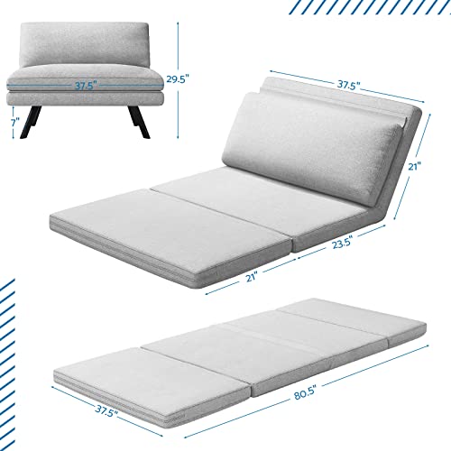 Convertible Futon Sofa Chair 4 in 1 Multi-Function Modern Mini Single Floor Sleeper Bed