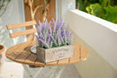 Artificial Fake Flower Potted Lavender Plant with Wooden Tray