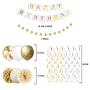 Gold Birthday Party Decorations ,Happy Birthday Banner, Gold White Birthday
