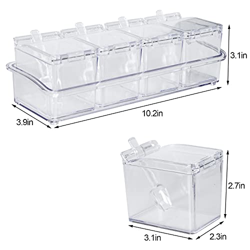 2 Pieces of Kitchen Transparent Seasoning Box, Spice Jar, Plastic Storage Container