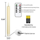 Flameless Ivory Taper Candles Flickering with 10-Key Remote, Battery Operated Led Warm 3D Wick Light