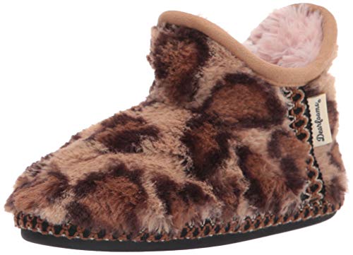 unisex child Charlotte Furry Bootie Slipper, Leopard, 4-5 Big Kid US