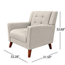 Christopher Knight Home Evelyn Mid Century Modern Fabric Arm Chair, Beige & Walnut