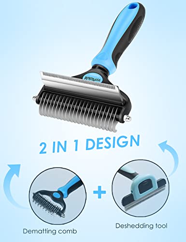 2 in 1 Deshedding Tool & Undercoat Rake Dematting Comb for Mats  Removing