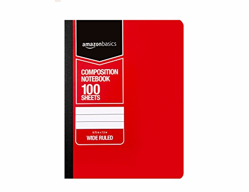 Wide Ruled Composition Notebook, 100 Sheet, Assorted Solid Colors, 4-Pack