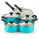 Ceramic coating cookware set, 10-Piece, Turquoise