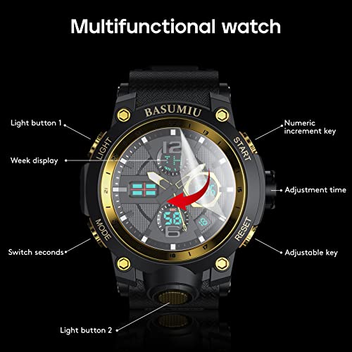 Mens Sports Watches Waterproof Analog Digital Sports Watch Electronic Tactical Army