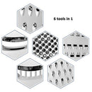 Kitchen Box Grater, Stainless Steel Grater - 6 Sides Stand Grater with Rubber Handle & Base